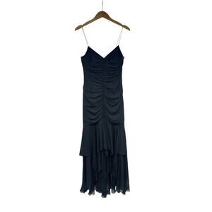 Vintage ABS Evening Y2K Style Ruched Black Evening Gown Womens 8